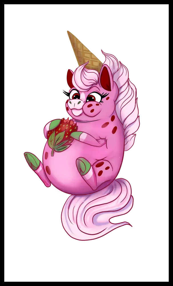 2” Hard Enamel Pin (Mythical Munchies) Strawberry Unicone Enamel Pin